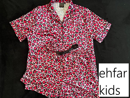 KIDS Anniversary Collection Satin Pyjamas - Pink Leopard