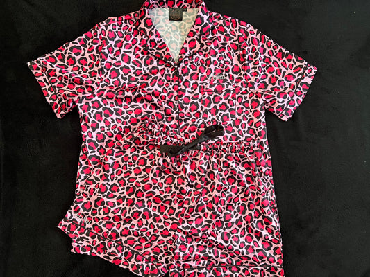 ADULT Anniversary Collection Satin Pyjamas - Pink Leopard